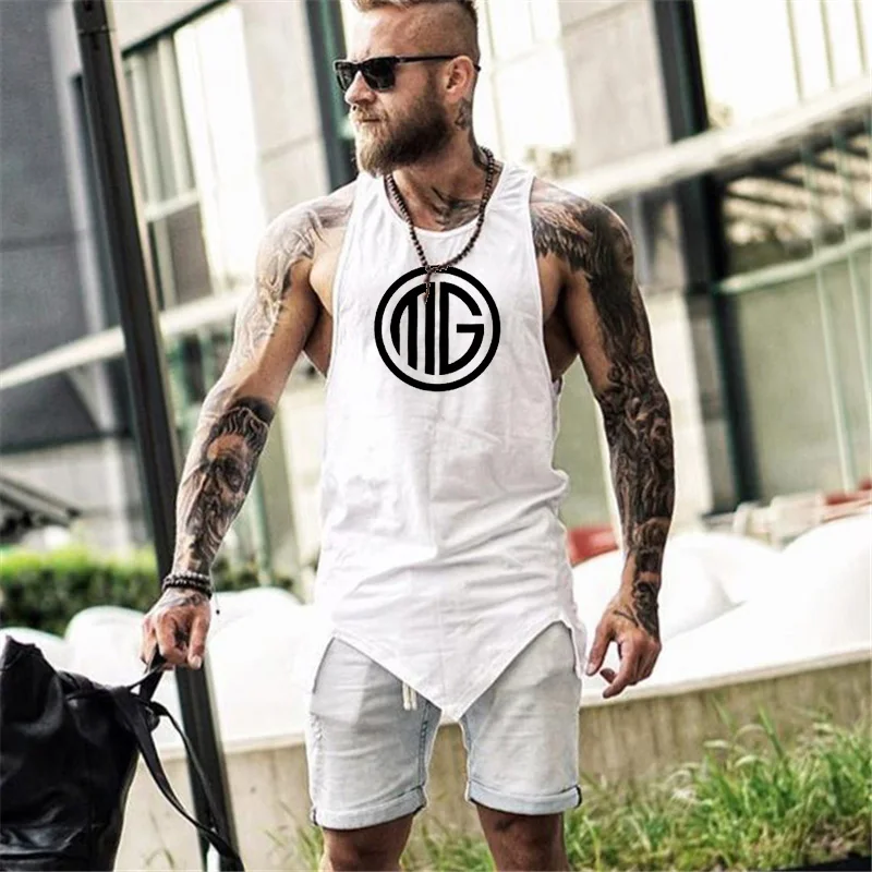 Майка мужская хлопковая дышащая брендовая безрукавка для мышц майка фитнеса