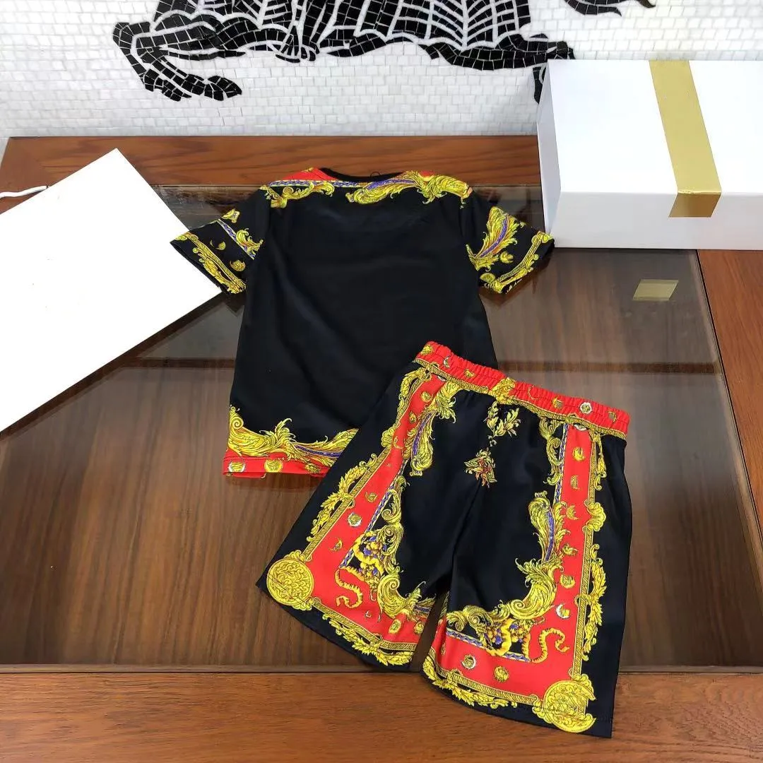 

High-end children's clothing 2021 summer style cow head print children's western style cotton short-sleeved T-shirt suit pants