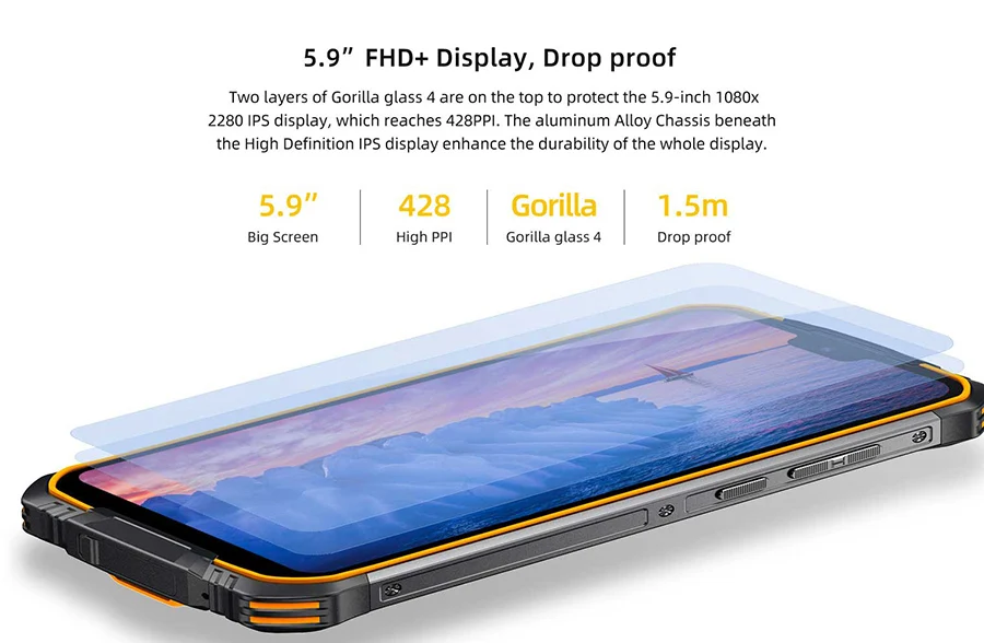 DOOGEE S68 Pro, прочный телефон, IP68, водонепроницаемый, Helio P70, четыре ядра, 6 ГБ, 128 ГБ, Беспроводная зарядка, NFC, 6300 мА/ч, 12V2A, зарядка, 5,84 дюймов, FHD