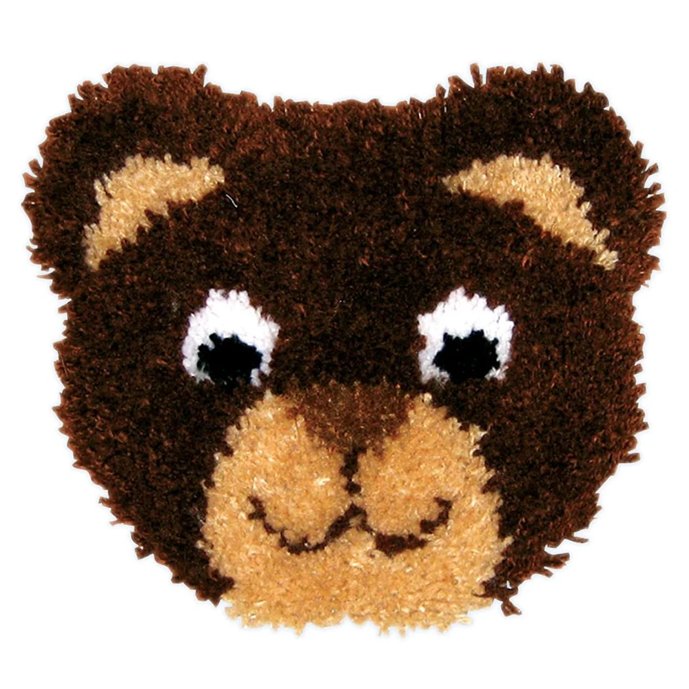 

Latch Hook Kit Crocheting DIY Rug Carpet Set Arts and Crafts for Kids Adults Pattern Printed on Canvas Bear Needlework