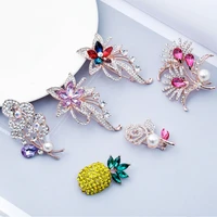 girl flower crystal brooches for women cute pin bijouterie high quality corsage wedding jewelry pearl rhinestone brooch pin