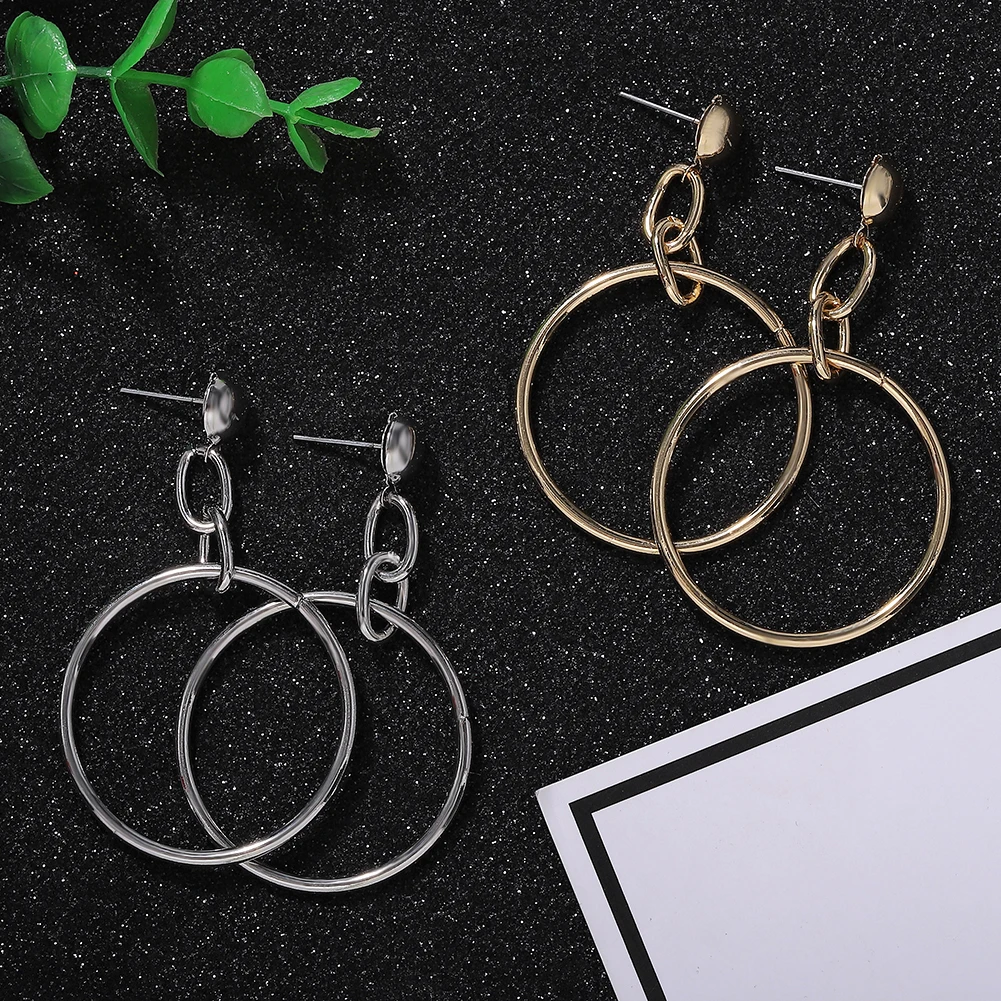 BA круглые Висячие корейские серьги новые модные женские Геометрические золотые