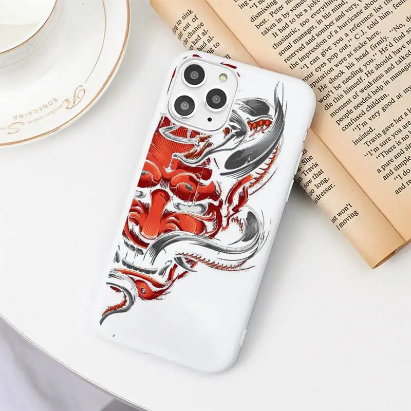 

Japanese samurai oni mask Phone Case Candy Color White for iPhone 11 pro XS MAX 8 7 6 6S Plus X 5S SE 2020 XR