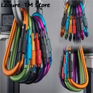 

8cm 1pcs Multi Colors Outdoor Safety Buckle With Lock Aluminium Alloy Climbing Button Carabiner Camping Hiking Hook