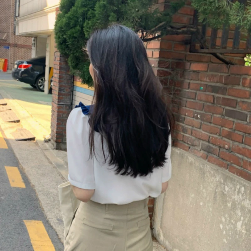 

Zoulv Sweet Girls Retro Ruffles Panelled Loose Single Breasted All-match Simple Stylish Women Shirts Peter Pan Collar Blouses