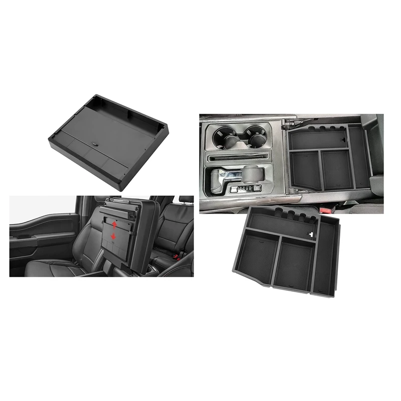 Скидка Органайзер для центральной консоли, подходит для 2021 Ford F150, подлокотник для хранения, лоток, аксессуары для салона автомобиля, 2 шт.