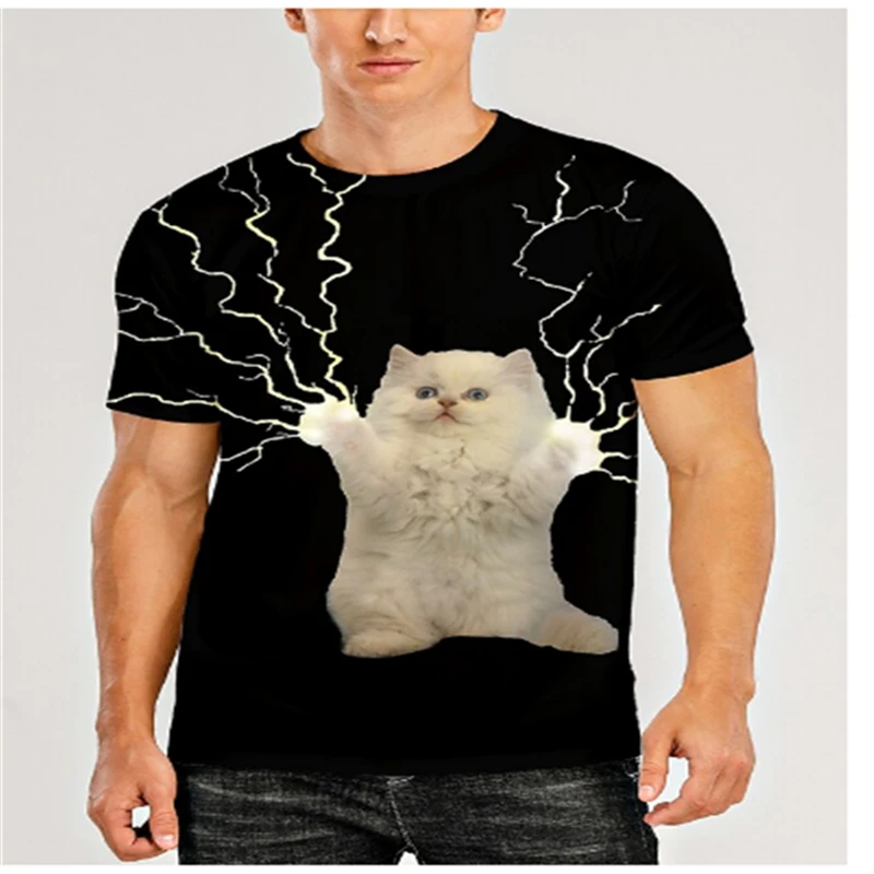

Summer 3D printing cat men's T-shirt casual short-sleeved men's T-shirt fashion printing 3D T-shirt top trend