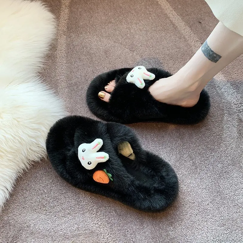 

New Winter Women's Cozy Fuzzy Home Slippers Memory Foam House Outdoor Indoor Warm Plush Bedroom Shoes Beautiful Skin-Friendly