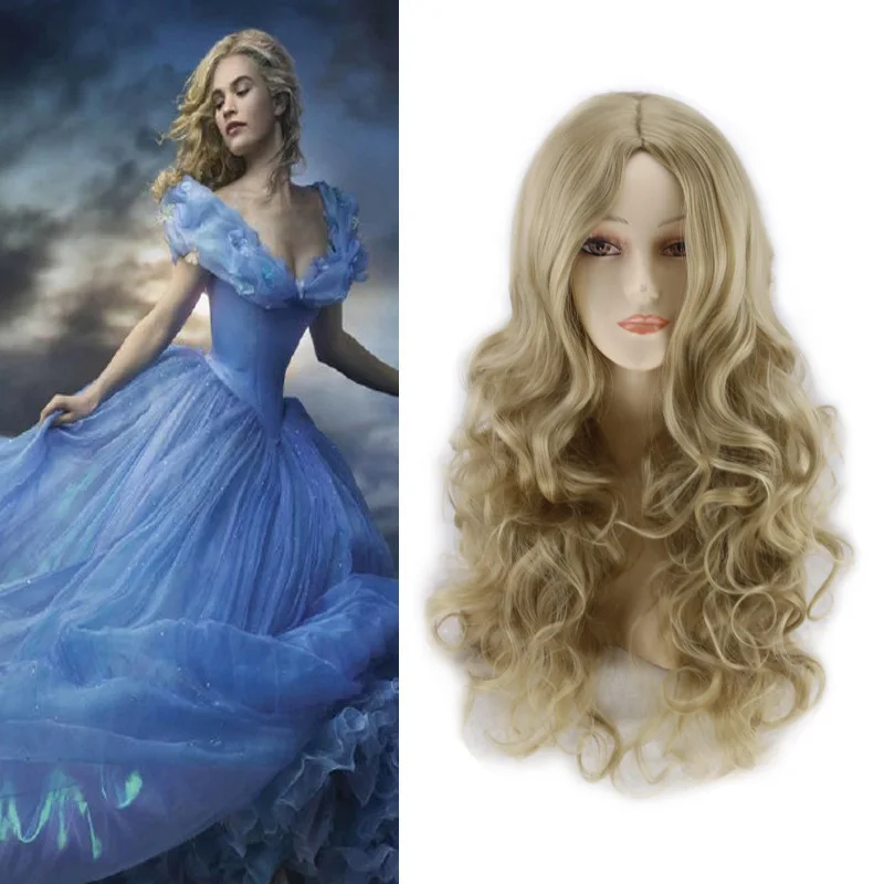 

Anime Cinderella Cosplay Wig Long Curly Hair Blonde Synthetic Wigs For Women Halloween Costume Party Hairpiece Peruca