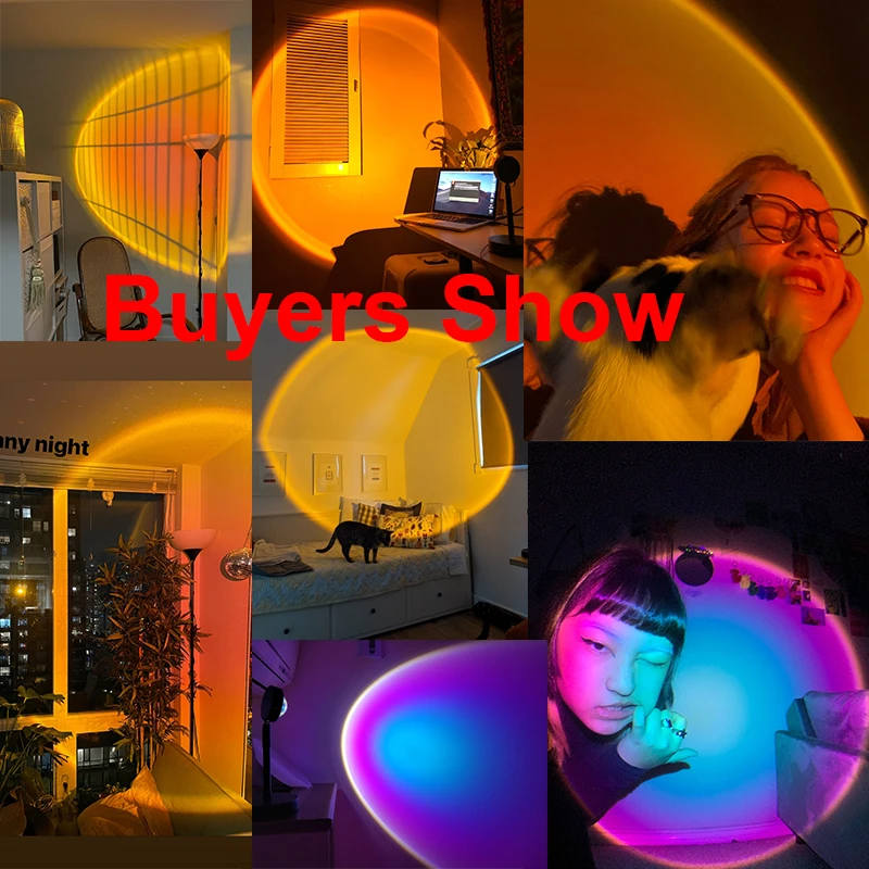 Закат проектор лампа ночники атмосфера Радуга закат Напольная Лампа фон