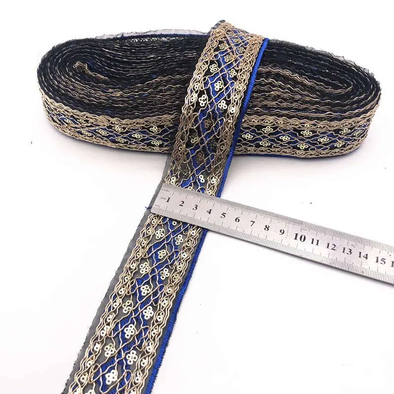1Yards Sequin Lace Trims Floral Webbing Ribbon Clothing Decorative Embroidered for Bridal DIY Sewing Material Dress | Дом и сад