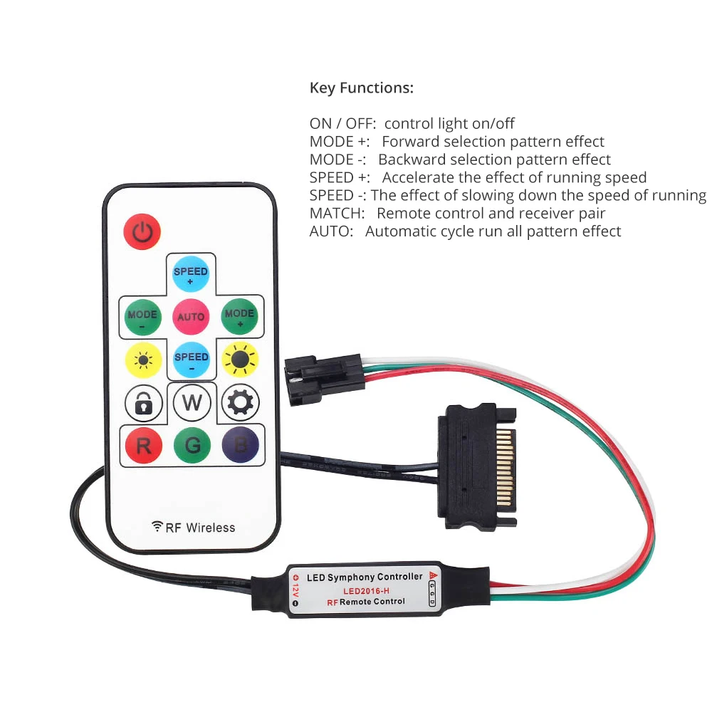 DC12V WS2811 Светодиодный светильник 1 м 30/60 светодиодный s Чехол для компьютера, с интерфейсом питания SATA, светодиодный контроллер Symphony