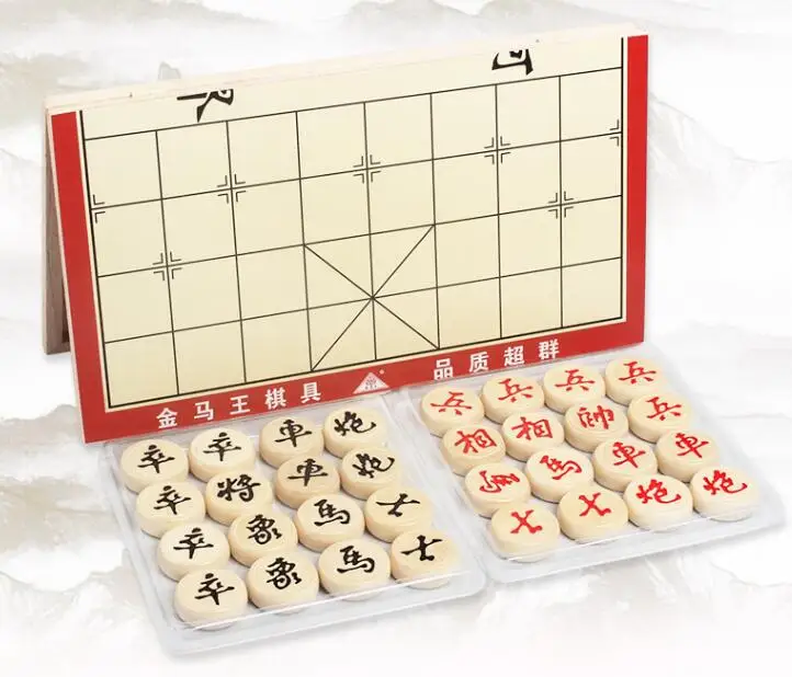 Китайские шахматы из цельного дерева высокого качества дубовый складной