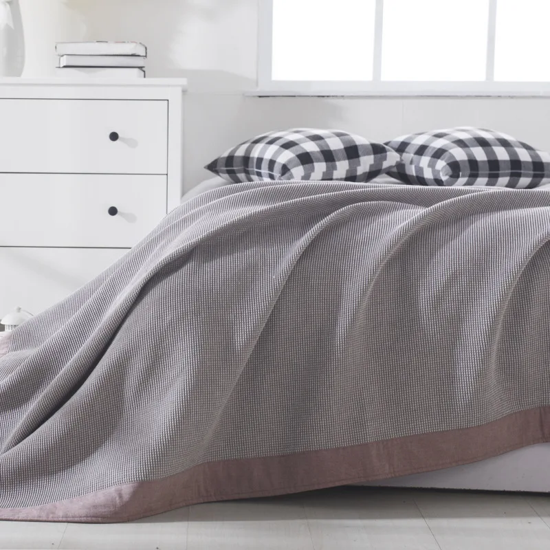 Серый коричневый Вафельное полотенце Марлевое муслиновое одеяло покрывало