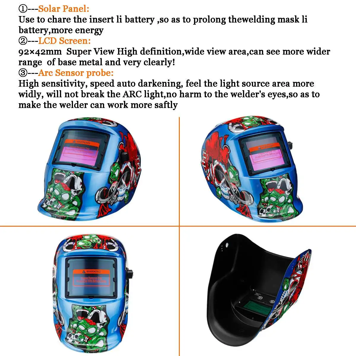 

2020 New Style Solar Automatic Photoelectric Welding Mask Helmet Welding Caps Solar Power Welding Helmets Adjustable Headband