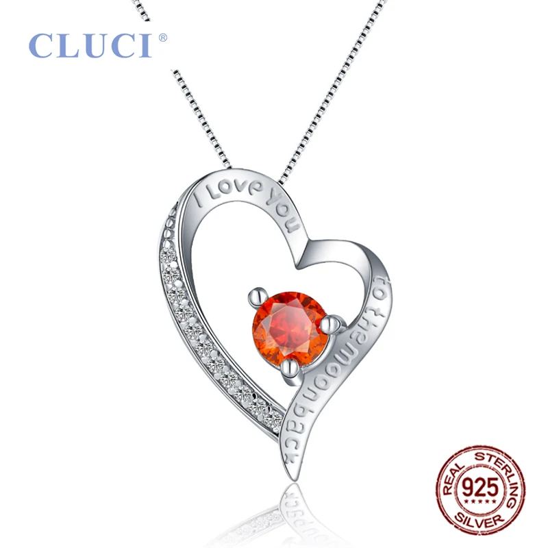 CLUCI ожерелье из стерлингового серебра 925 пробы с красным цирконием в форме сердца