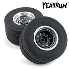 YEAHRUN 2 шт. металлические задние диски ступицы колеса с 4 шт. черными резиновыми шинами шириной 22 мм для 114 Tamiya Радиоуправляемый трейлер трактора грузовика ЗАПЧАСТИ для автомобиля