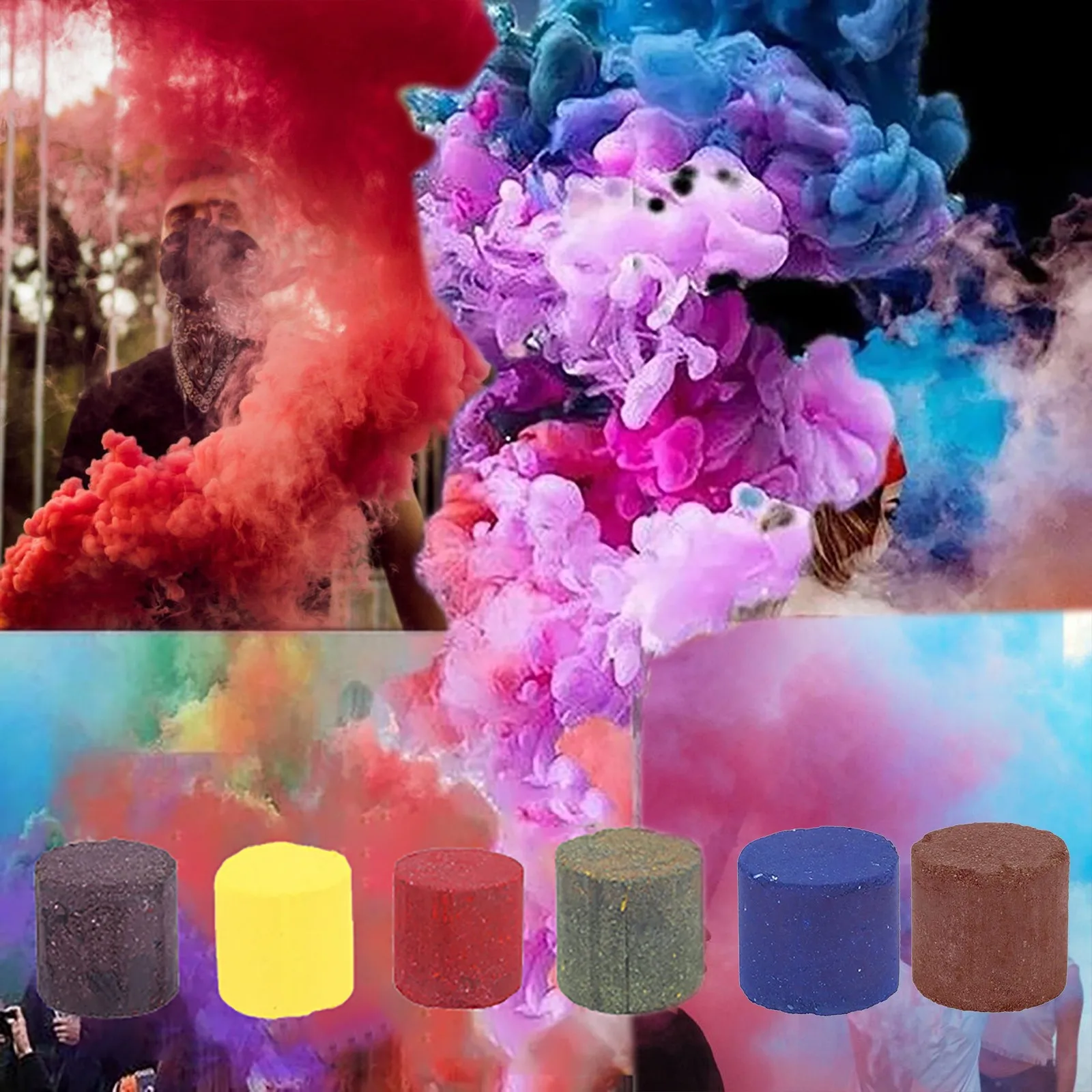 

Colorful Smoke Pills Combustion Smog Cake Effect Smoke Bomb Pills Portable Photography Prop Halloween Props Party Stage Supplies
