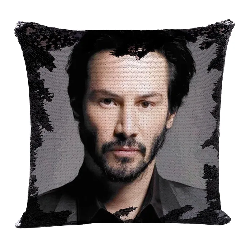 Keanu Reeves наволочка с блестками супер Сияющий Реверсивный цвет меняющая наволочка 40x40 см домашний Автомобиль Decoraion