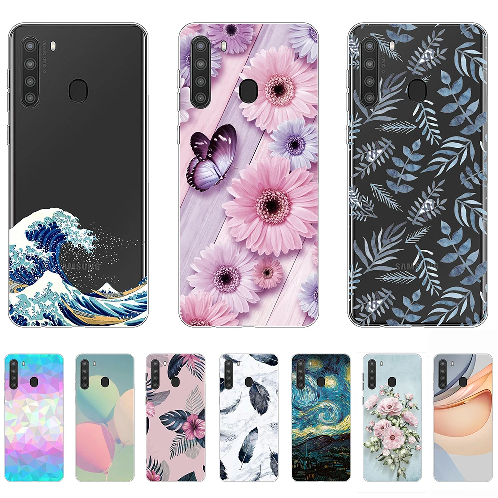 

For Samsung Galaxy A21 Case Tpu Silicon Animal Shell Phone Cover on Galaxy A21 Anti-knock Personality Fundas Coque Etui Bumper