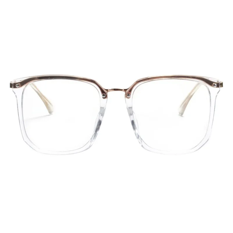 

Fashion Retro Blue Light Blocking Glasses Anti Blue Light Glasses Metal Frame Computer Goggles HD Reading Flat Mirror