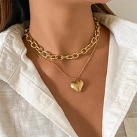 ingesight z women multi layered love heart pendant necklaces gold color chunky thick choker necklaces retro neck collier jewelry
