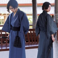 traditional japanese kimono fashion yukata summer men long robes with belt 95 cotton pajamas set male sleepwear bathrobe