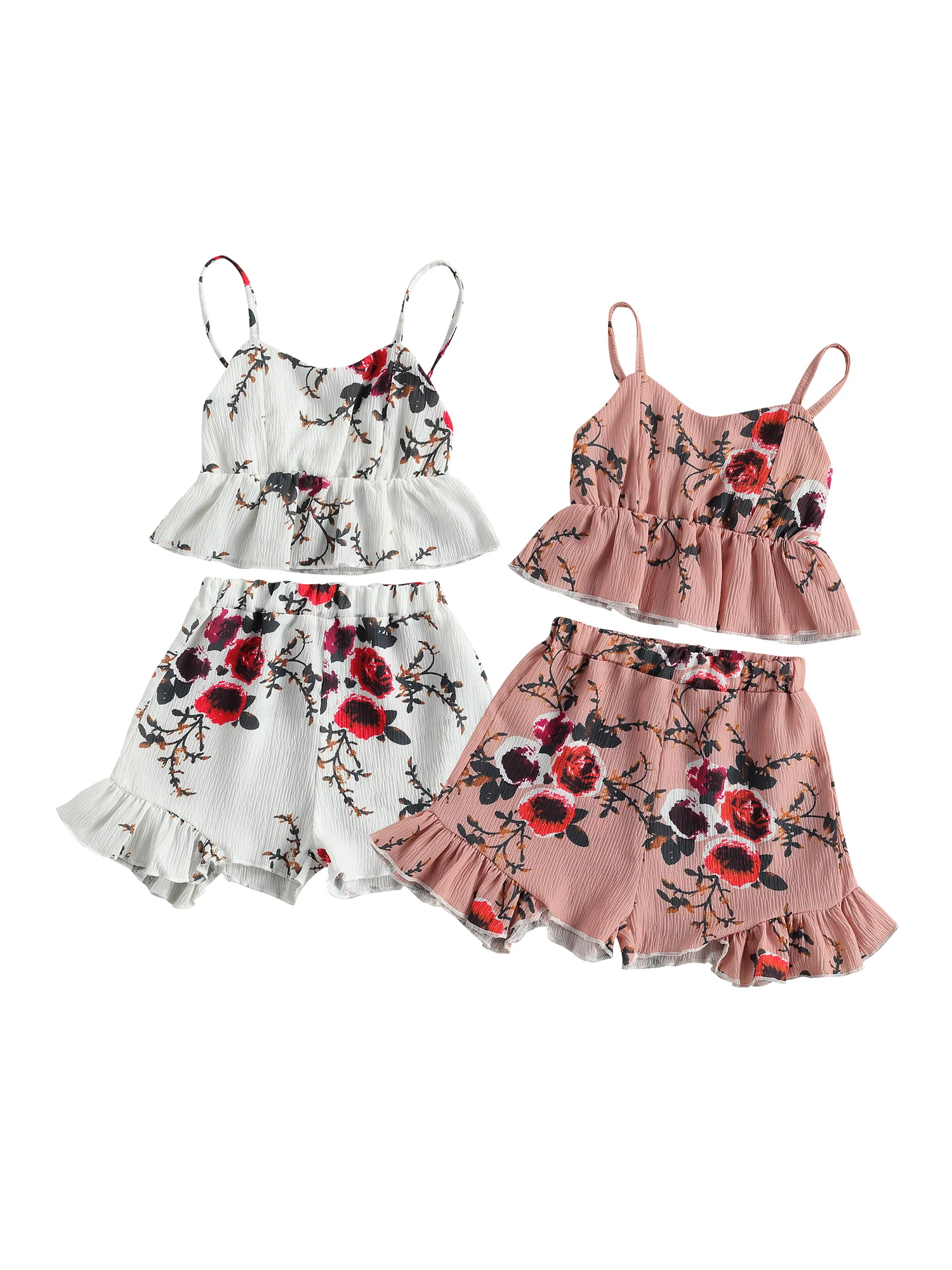 

Новое платье для девочек платье без рукавов на тонких бретелях с v-образным вырезом и майка на бретелях + Шорты с кружевом 2 предмета для детей ясельного возраста с цветочным принтом, Детские комплекты одежды с рисунками, цвета: белый, хаки и бежевый, От 