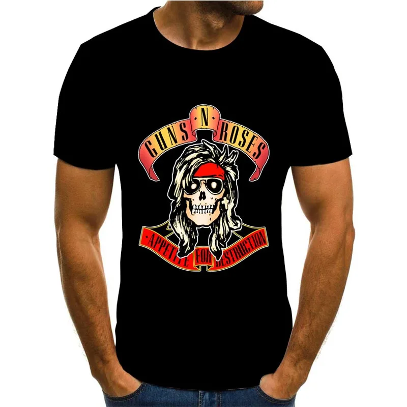 

2021 rock wear gun print men's short sleeve graphic t-shirt summer black thin section comfortable street men's clothing