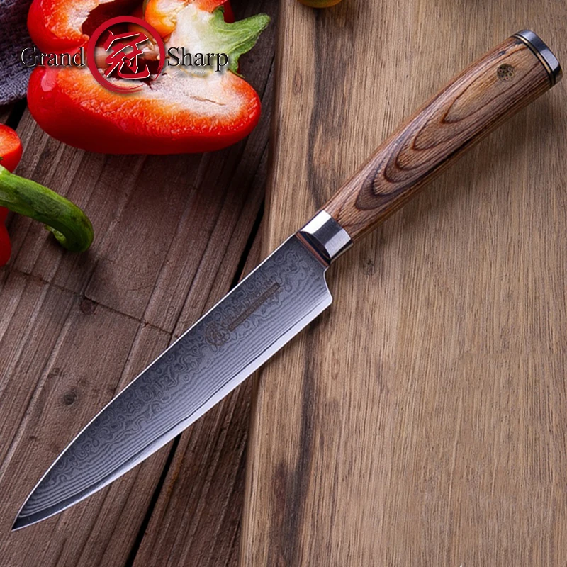 

Кухонный нож GRANDSHARP vg10, японская Дамасская сталь, 5 дюймов, 67 слоев, кухонные ножи шеф-повара, для приготовления пищи, домашнего инструмента, б...