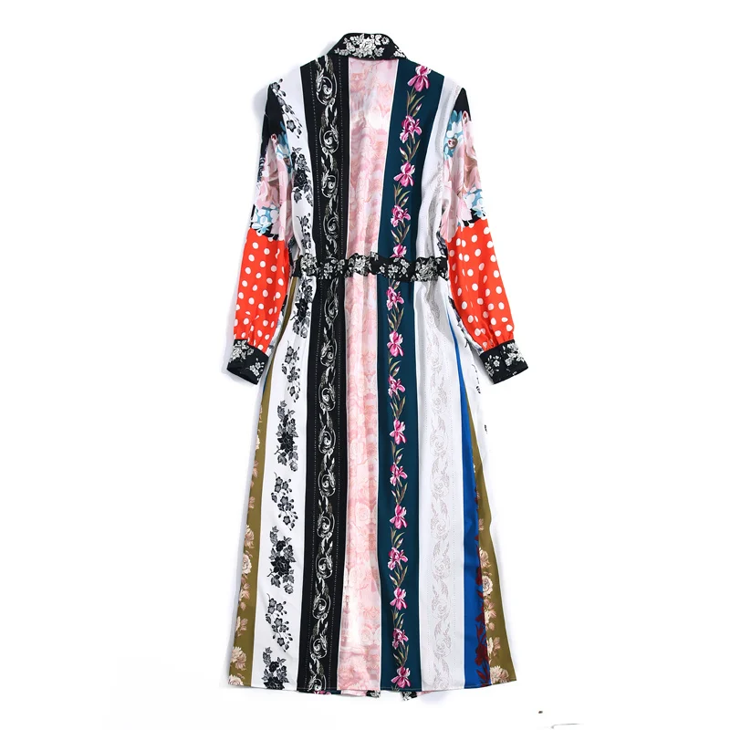 

New Designer Summer High Quality Runway Elegant Dress Exquisite Belt Slim Fashion Holiday Casual Beach Print Long Dress