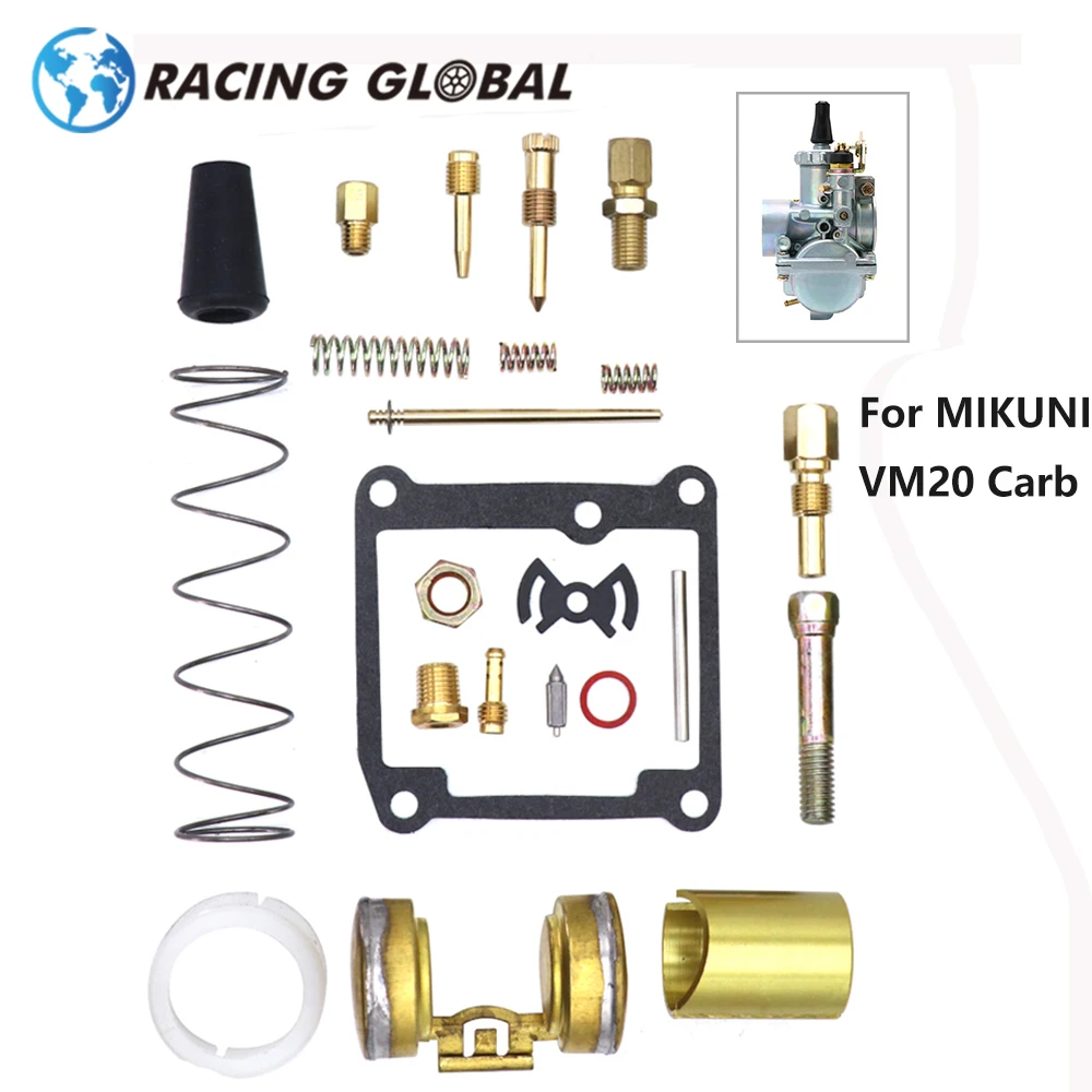 Kit de reparación de carburador de ALCON-VM20, herramientas de reparación de carburador de motocicleta con chorros de repuesto para Mikuni VM20