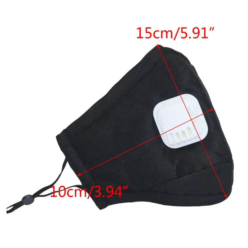 

Cotton Face Mask Adult Mouth Masks with Filter Reusable Breathing Valve Anti Dust PM2.5 Air Filter (1Pcs Mask + 2Pcs Filter)