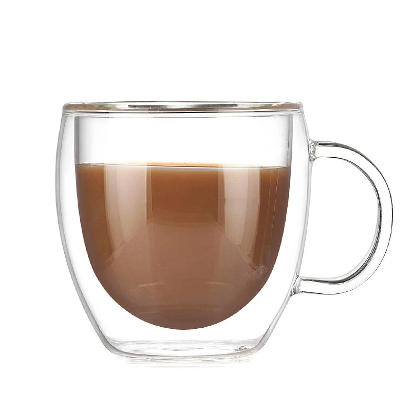 

Heat Resistant Double Wall Glass Coffee Tea Mugs 150ml 250ml 350ml 450ml Handmade Drinkware Shot Glass Cups