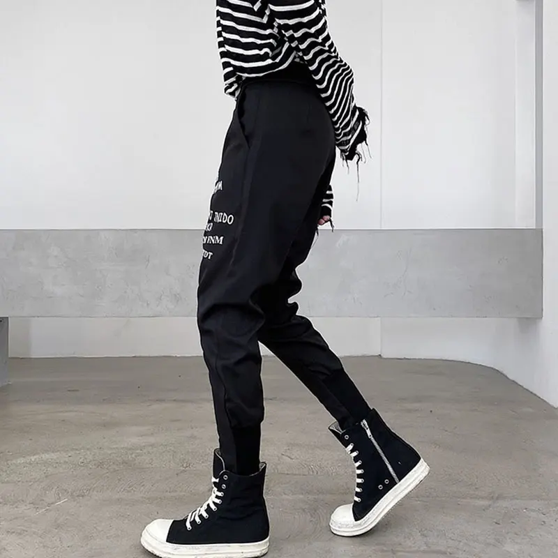 

XITAO Letter Women Harem Pants Fashion New Elastic Waist Drawstring 2020 Winter Elegant Minority Loose Full Length Pants ZY3319