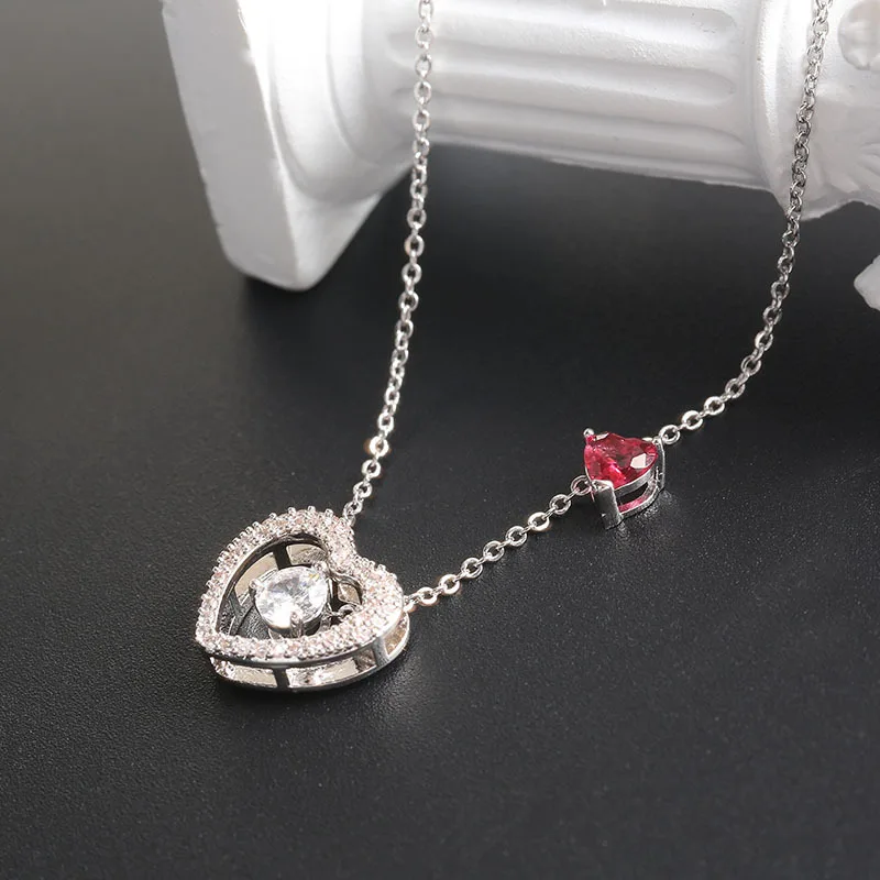 

YJGS Little Red Heart Clavicle Chain Necklaces For Grils Forest Cute Micro-Inlaid Zircon Necklace Charm Pendant Jewelry Necklace