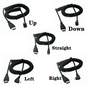 90 degree Angle 4K Spring Micro HDTV-compatible Adapter Cable Gold-Plated HDTV Converter for LCD XBox Tablet Projector Monitor