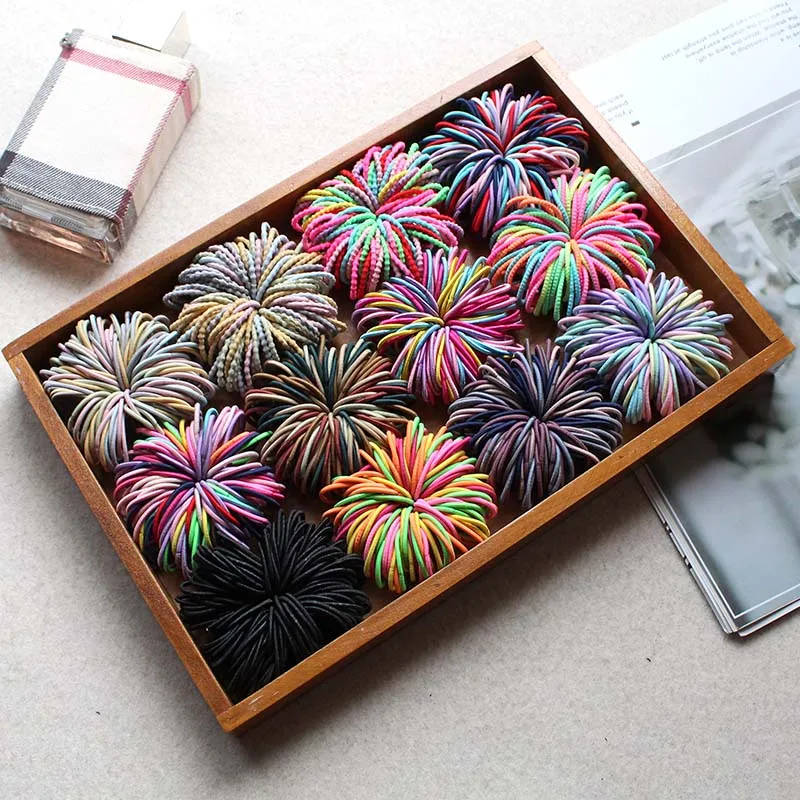 100 шт. / лот 3СМ Аксессуары для волос девочек Резинки Scrunchy Эластичные резинки Детские головные уборы Декорации Завязки для волос Гумка для волос на.