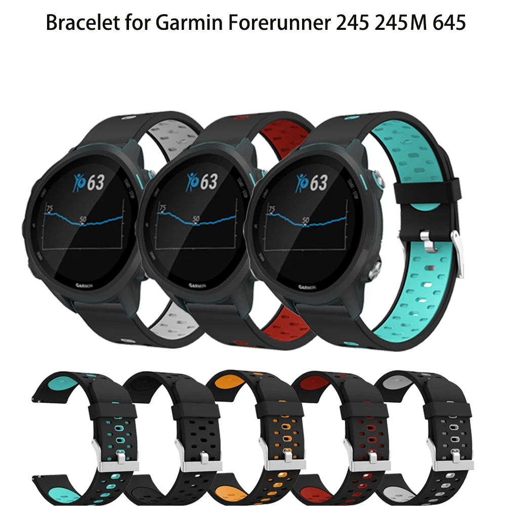 

Ремешок силиконовый для наручных часов Garmin 245, спортивный браслет для Forerunner 245M/645/Vivoactive3/Vivomove HR, браслет для часов