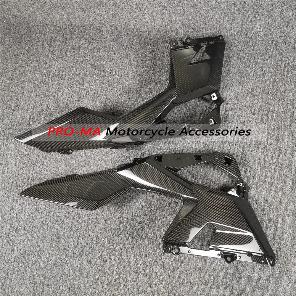 

Боковые обтекатели мотоцикла, нижняя часть из углеродного волокна для Kawasaki Ninja 400 2019, саржевое глянцевое плетение