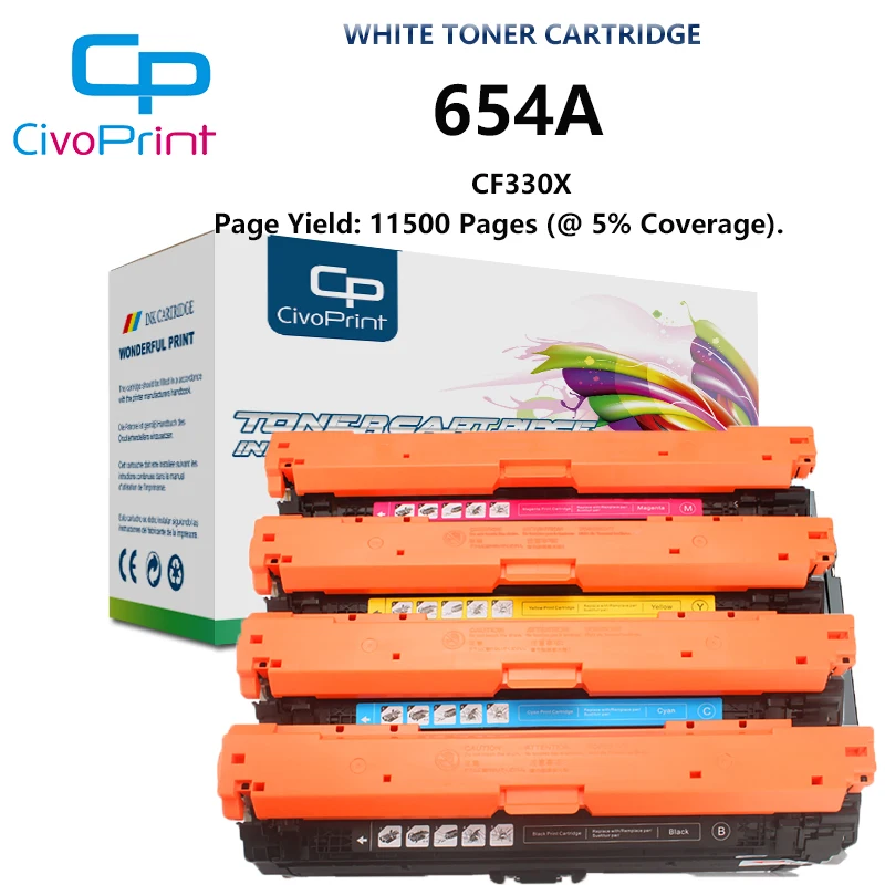 

Белый тонер-картридж Civoprint 654A CF330A cf330, совместимый с HP color laserjet Enterprise M651dn/M651n/M651xh