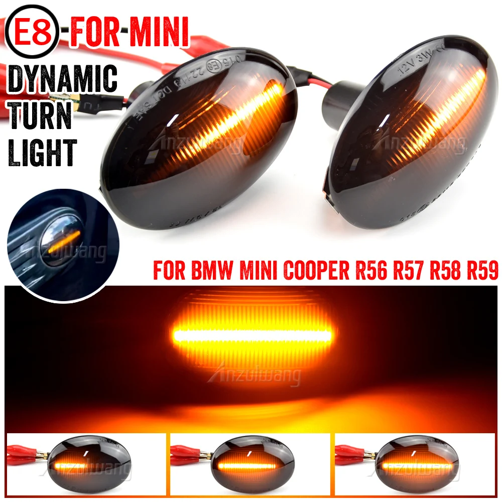 

2Pcs For BMW MINI Cooper R55 R56 R57 R58 R59 CL-R56-LSM-SM Flowing Side Repeater Lamp Dynamic LED Side Marker Light Indicator