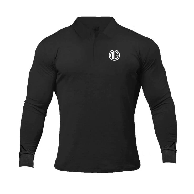 Бренд бег с длинным рукавом Фитнес рубашка поло для мужчин camisa masculino спортивные