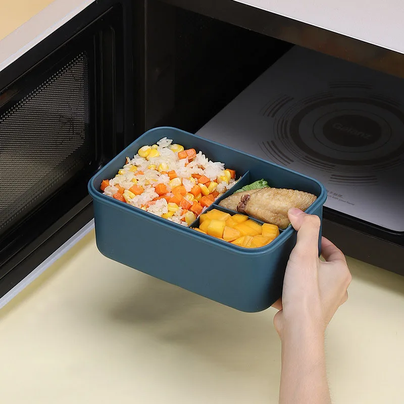 

Microwave Lunch Box Healthy Food Container Portable 3 Grids Lunch Bento Boxes With Cutlery Lunchbox with Tableware