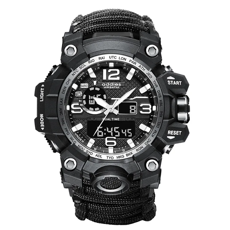 

Sports Multi-Functional LED Electronic Watch Double Display Whistle Waterproof Luminous Outdoor Men's trending Watch