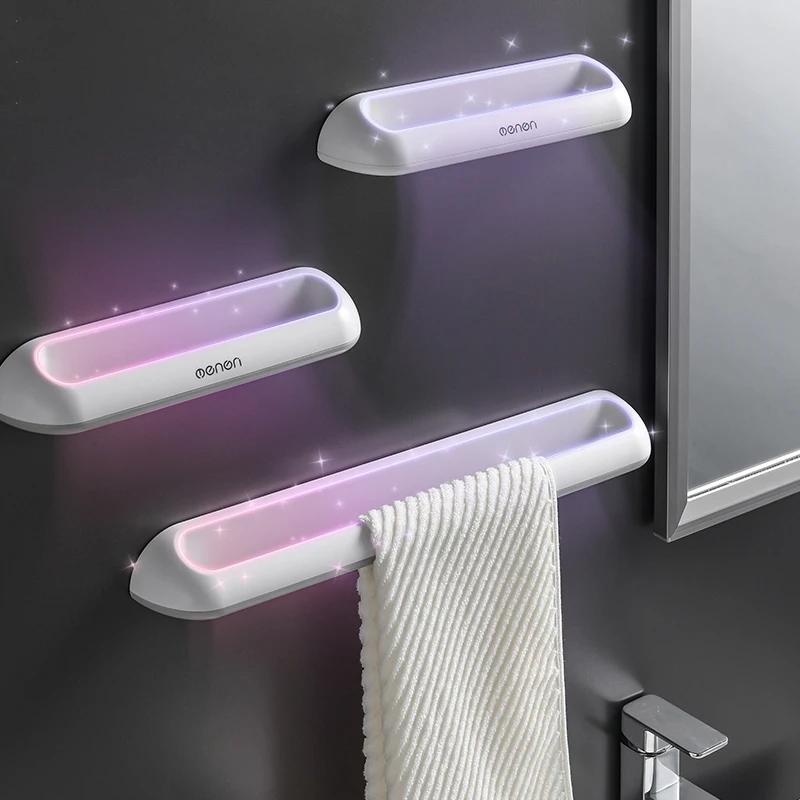 

Wall Mounted Bathroom Towel Storage Organizer Rack Creative Seamless kitchen Towel Shelf Household Items Bathroom Accessories