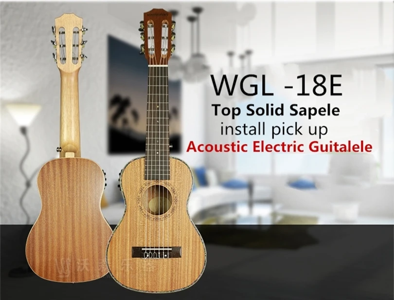 WGL-18E Топовая акустическая электрическая Guitalele Guilele 28 в мини-гитара 6 струн укулеле гитара ra красное дерево Акация ель Sapele - Цвет: WGL-18E