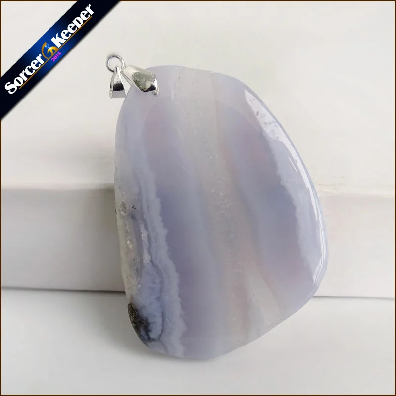 Настоящее натуральное драгоценное камень синий халцедон Кристалл ожерелье и