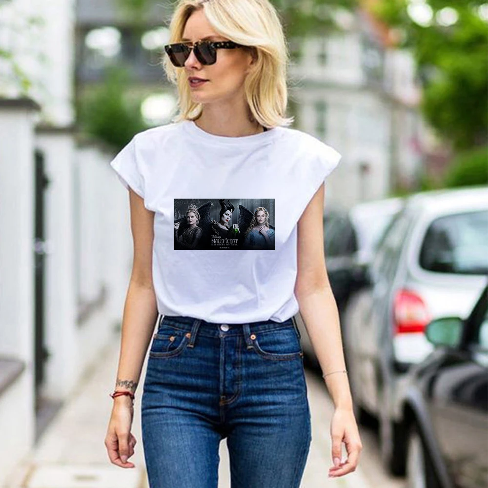 

Disney Exquisite Maleficent Printed Women T-shirt Y2k Fashion High Street Style Tee shirt Loose Casual Short Sleeve Shirt