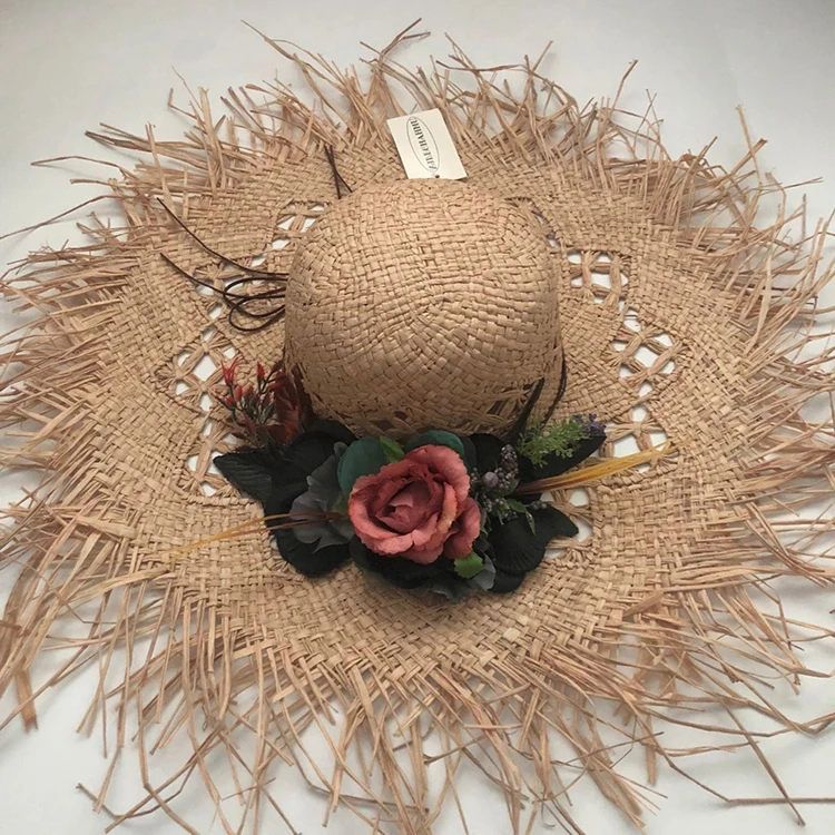 ZJBECHAHMU модная однотонная винтажная соломенная шляпа от солнца с цветочным